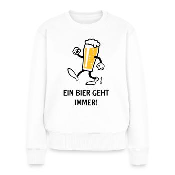 XEin Bier Geht Immer! (Bierchen / Cartoon Lustig) - Frauen Premium Bio Pullover - Weiß - Vorne - Julia (174cm)
