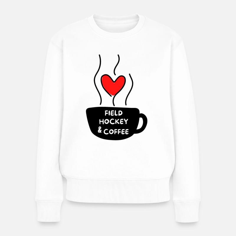 Feldhockey & Kaffee. - Frauen Premium Bio Pullover - Weiß
