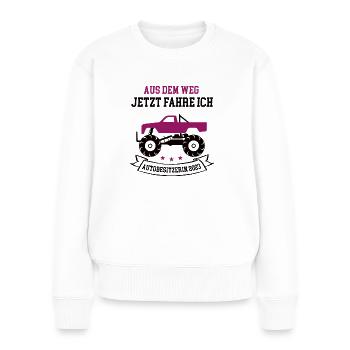 Autobesitzerin 2023 Führerschein Neues Auto PKW - Frauen Premium Bio Pullover - Weiß - Vorne - Julia (174cm)