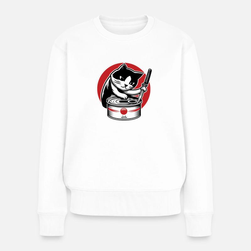 Chat au katana - Pull Premium bio Femme - blanc