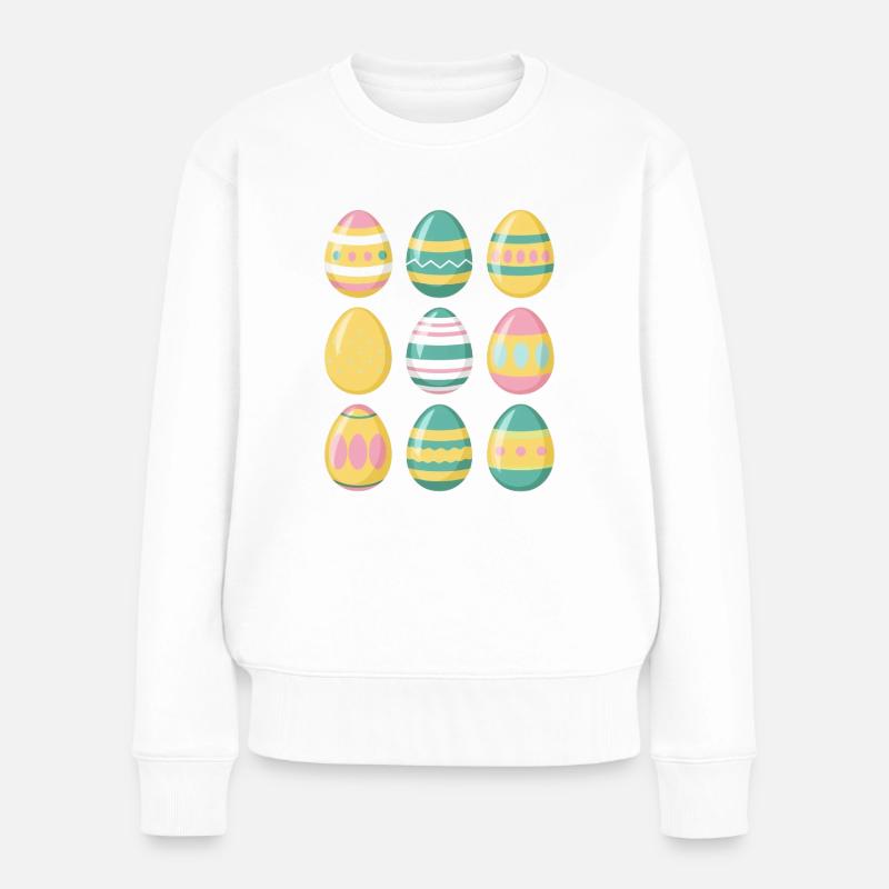 Ostereier - Frauen Premium Bio Pullover - Weiß