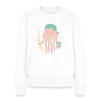 SKATER JELLYFISH - Frauen Premium Bio Pullover - Weiß - Vorne - Julia (174cm)