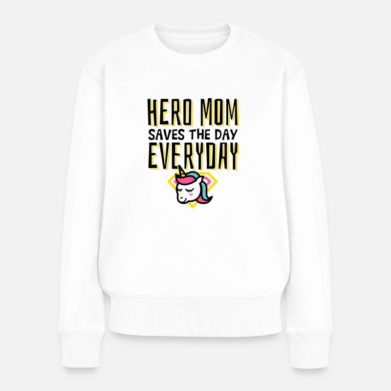 Muttertag Frauentag Einhorn Mutti die Beste Heldin - Frauen Premium Bio Pullover - Weiß