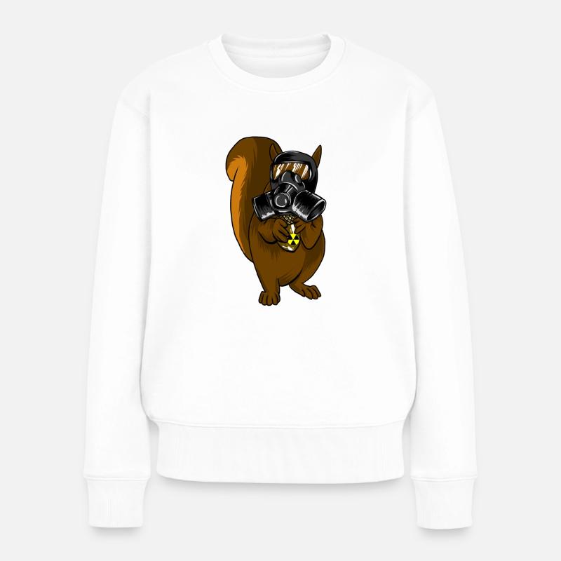 Eichhörnchen mit Gasmaske Acorn Nuclear Icon - Frauen Premium Bio Pullover - Weiß