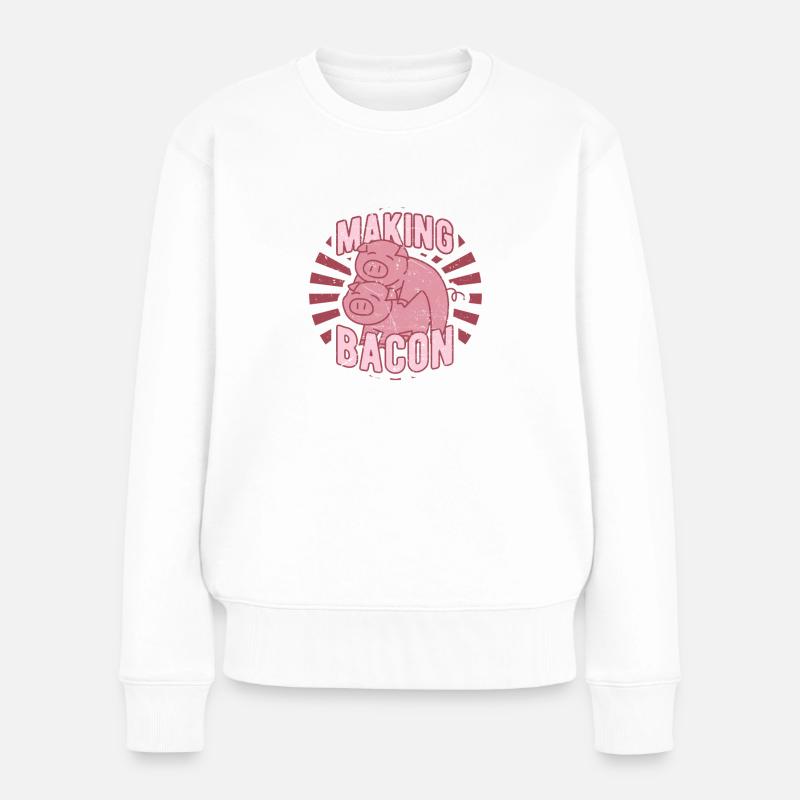 Making Bacon - Schinken Schwein - Geschenk - Frauen Premium Bio Pullover - Weiß