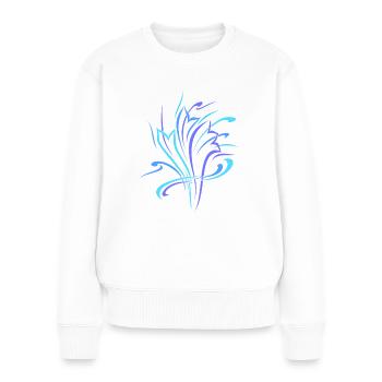Blumenstrauß Blau Türkis - Frauen Premium Bio Pullover - Weiß - Vorne - Julia (174cm)