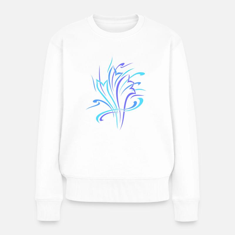 Blumenstrauß Blau Türkis - Frauen Premium Bio Pullover - Weiß