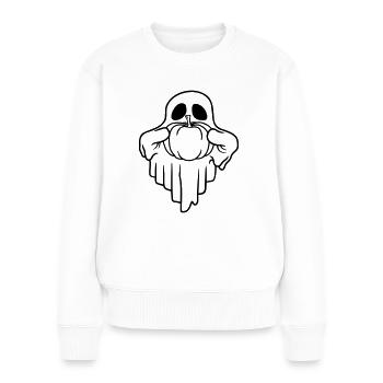 Halloween Pumpkin Ghost Comic - Women's Premium Organic Jumper - white - Front - Julia (174cm)