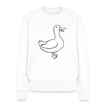 Design süße glückliche Gans - Frauen Premium Bio Pullover - Weiß - Vorne - Julia (174cm)