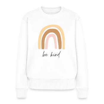 Soyez gentil - Pull Premium bio Femme - blanc - Devant - Julia (174cm)