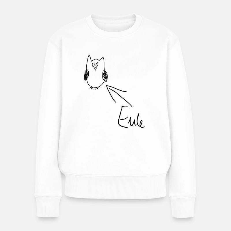 Eule - Frauen Premium Bio Pullover - Weiß