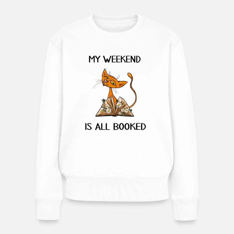 Buch lesen fibel "all booked" Lesestunde Bücher - Frauen Premium Bio Pullover - Weiß