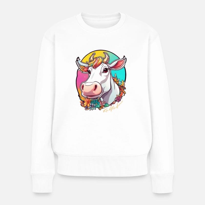 Kuhflüsterin - Frauen Premium Bio Pullover - Weiß