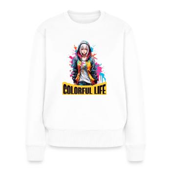 Anime Mädchen mit Farbflecken - Frauen Premium Bio Pullover - Weiß - Vorne - Julia (174cm)