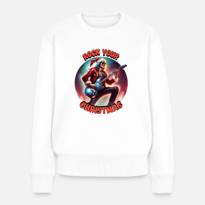 rock xmas - Frauen Premium Bio Pullover - Weiß