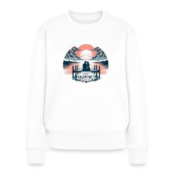 Romantisches Paar auf Steg - Valentinstags-Design - Frauen Premium Bio Pullover - Weiß - Vorne - Julia (174cm)