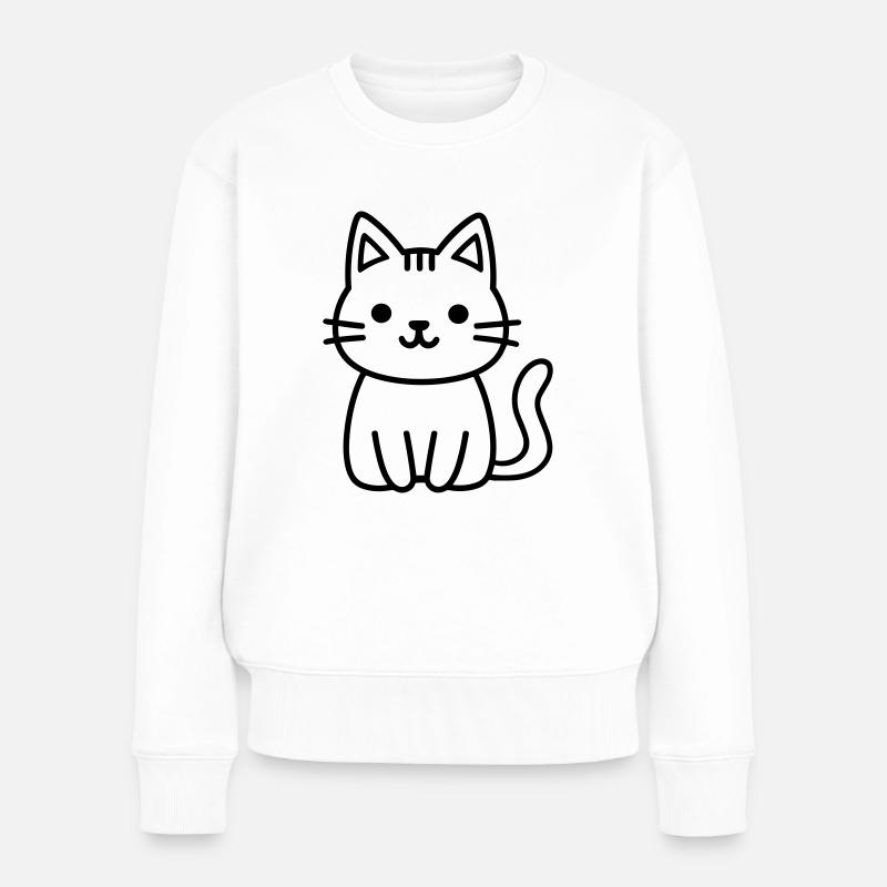 Katze - Frauen Premium Bio Pullover - Weiß