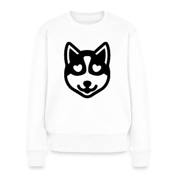 Chien - Pull Premium bio Femme - blanc - Devant - Julia (174cm)
