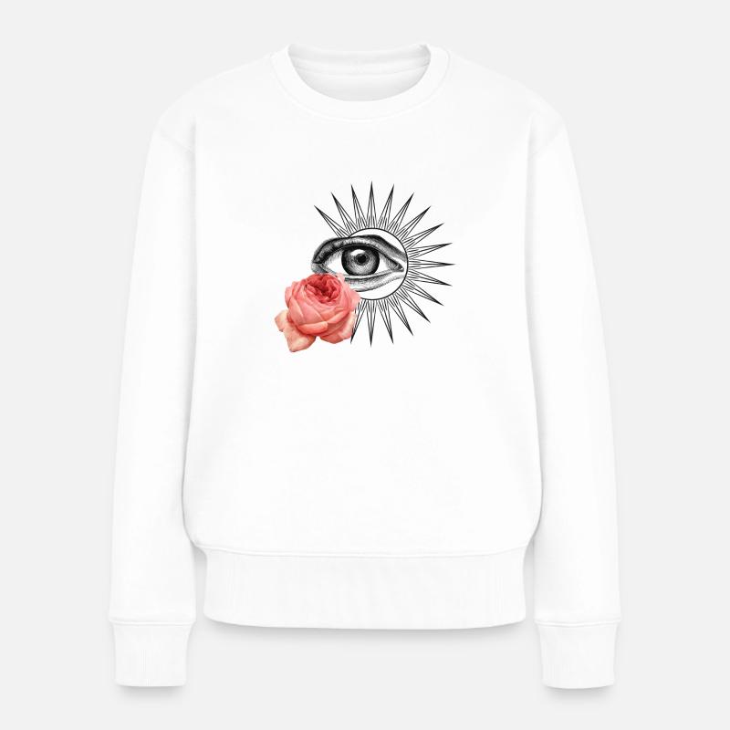 Augenrose - Frauen Premium Bio Pullover - Weiß