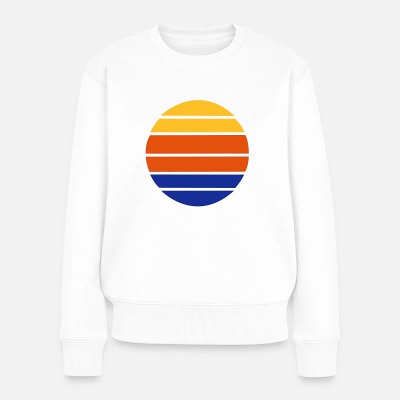 Retro Sonne als Vintage Kreisform - Frauen Premium Bio Pullover - Weiß