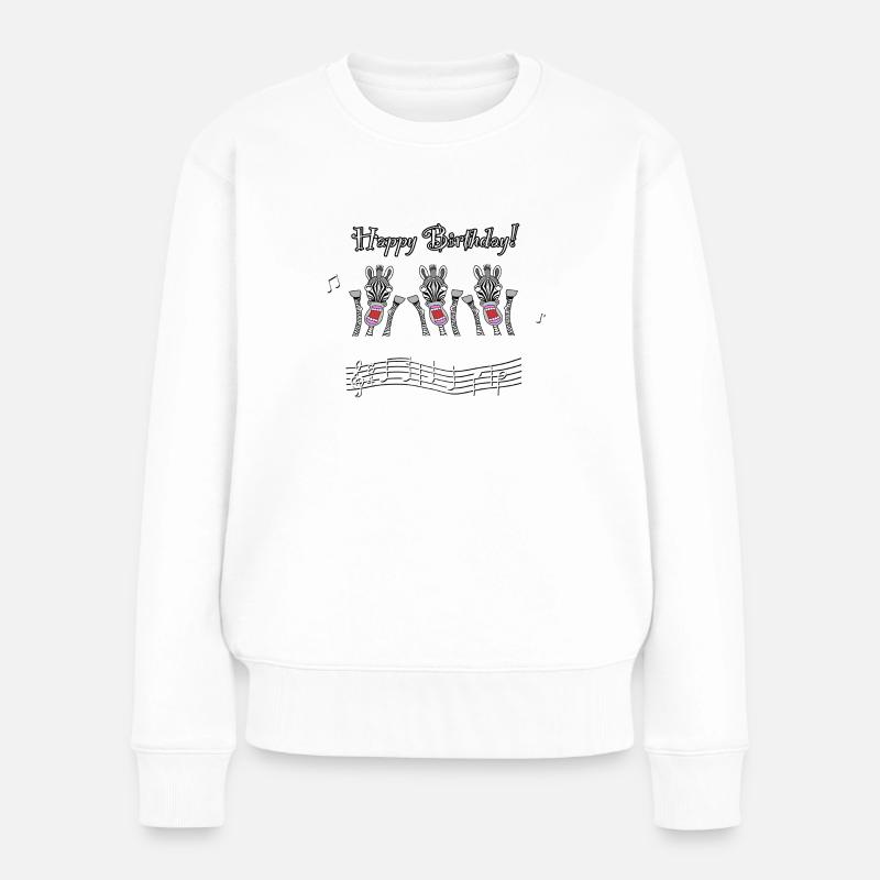 Alles Gute zum Geburtstag!! singende Zebras - Frauen Premium Bio Pullover - Weiß