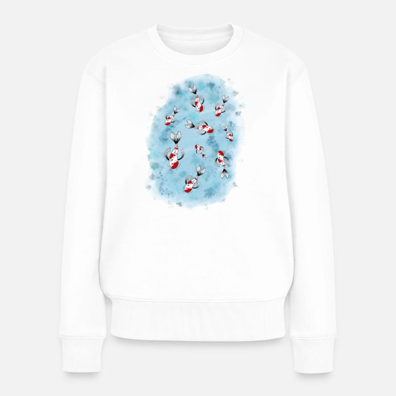 Koi Karpfen Teich Japan - Frauen Premium Bio Pullover - Weiß
