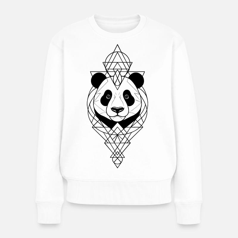 Geometric Panda - Frauen Premium Bio Pullover - Weiß