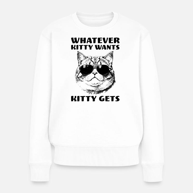 Chat avec de l’attitude Tout ce que Kitty veut, Kitty obtient - Pull Premium bio Femme - blanc