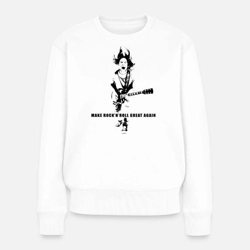 Mach Rock'n'Roll wieder großartig - Frauen Premium Bio Pullover - Weiß