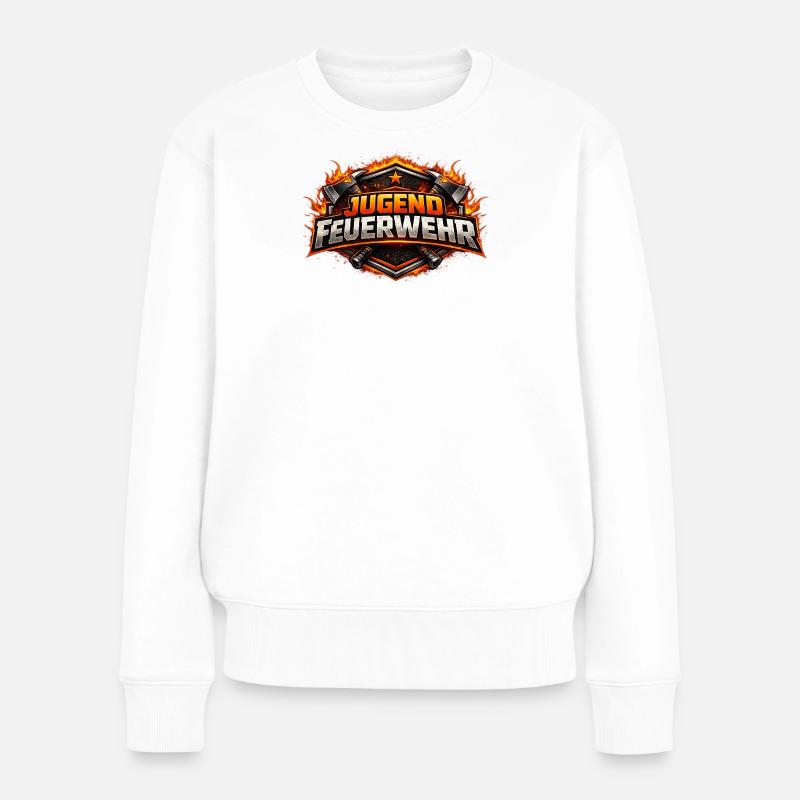Jugendfeuerwehr Feuerlogo - Frauen Premium Bio Pullover - Weiß