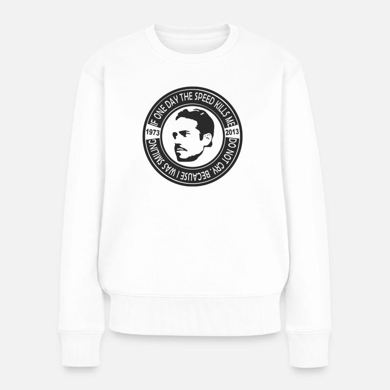 Paul Walker rund schwarz - Frauen Premium Bio Pullover - Weiß