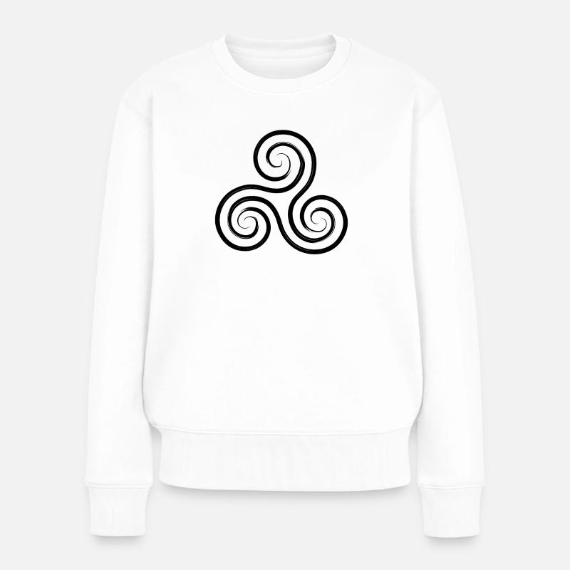 Triskele schwarz keltisch - Frauen Premium Bio Pullover - Weiß