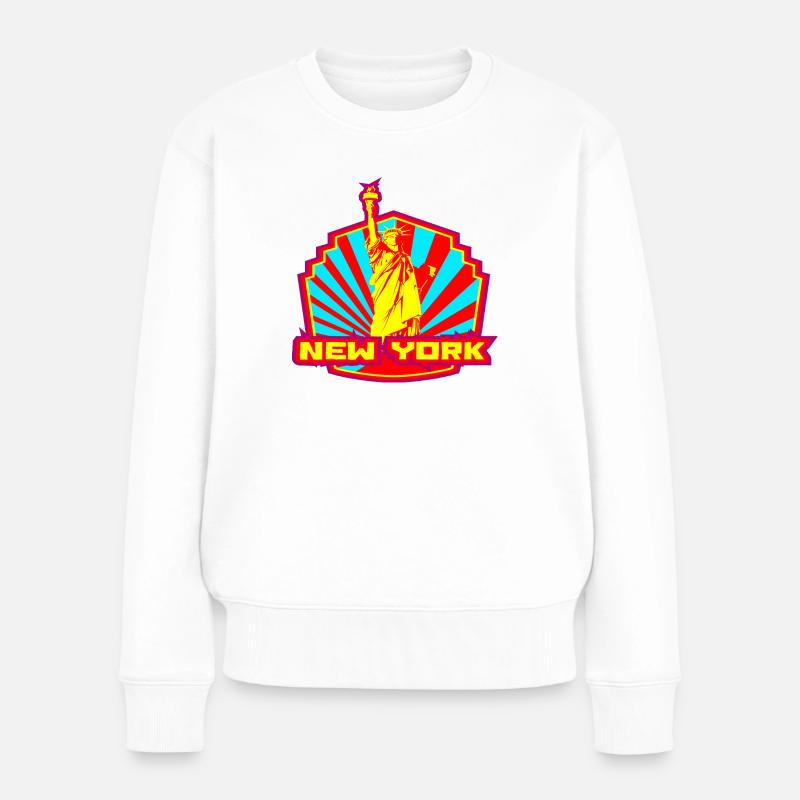 New York - Frauen Premium Bio Pullover - Weiß