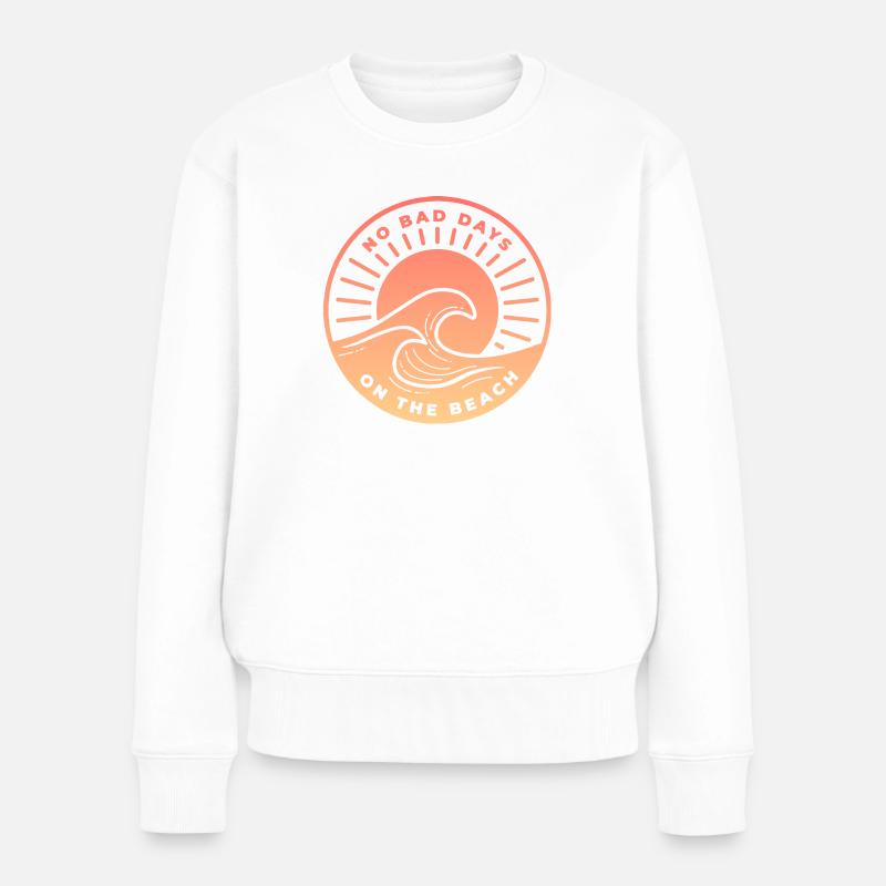 No bad days on the beach peach - Frauen Premium Bio Pullover - Weiß