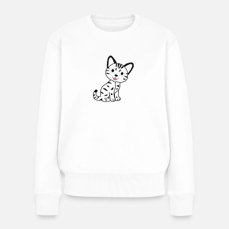 Cat - Frauen Premium Bio Pullover - Weiß