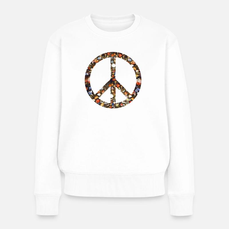Peacezeichen Friedensbewegung Friedenssymbol Peace - Frauen Premium Bio Pullover - Weiß