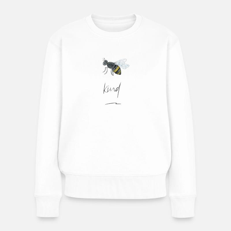 Impression d'abeilles dessinées à la main "Bee Kind" - Pull Premium bio Femme - blanc