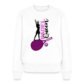 padel padel-tennis padeltennis joueur padel-queen - Pull Premium bio Femme - blanc - Devant - Julia (174cm)