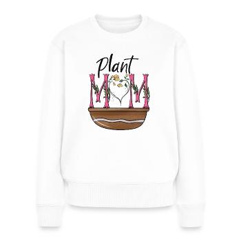 Geschenkidee für Pflanzenmamas - Frauen Premium Bio Pullover - Weiß - Vorne - Julia (174cm)