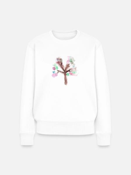Bunter filigraner Herbstbaum - Frauen Premium Bio Pullover - Weiß