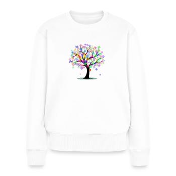 Arbre astucieux aux couleurs de l’arc-en-ciel - Pull Premium bio Femme - blanc - Devant - Julia (174cm)