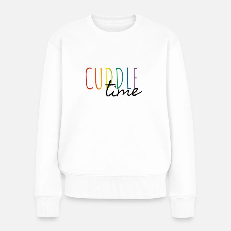 Cuddle time black - Frauen Premium Bio Pullover - Weiß