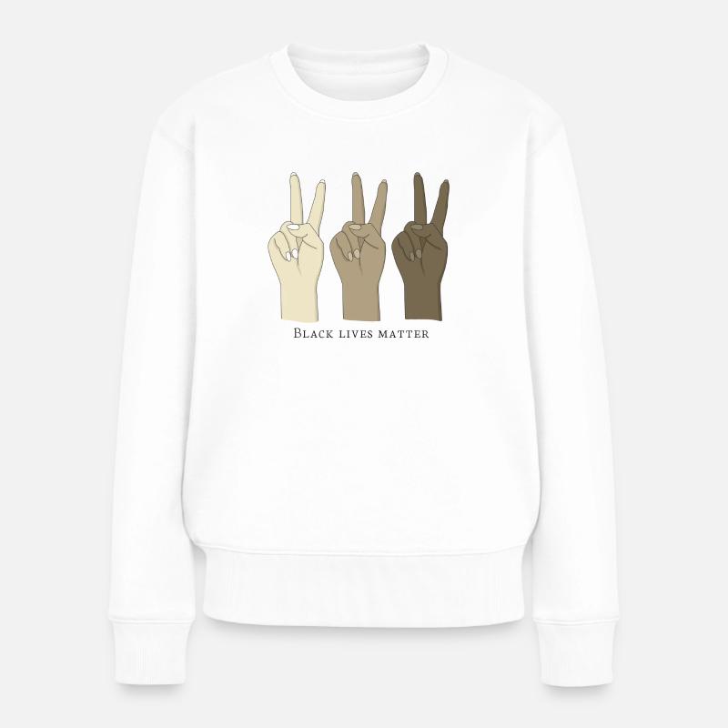 Black lives matter peace Zeichen gegen Rassismus - Frauen Premium Bio Pullover - Weiß