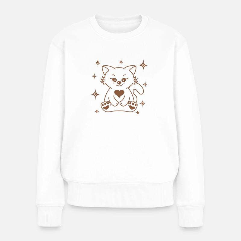 lovely kitty - Frauen Premium Bio Pullover - Weiß