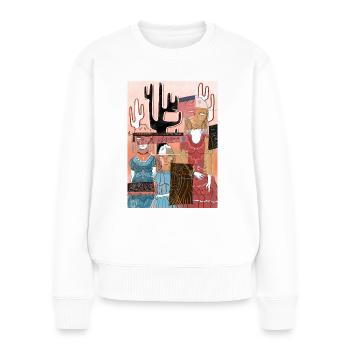 Ouest #4 - Pull Premium bio Femme - blanc - Devant - Julia (174cm)