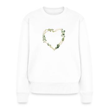 Coeur géométriquement floral personnalisable - Pull Premium bio Femme - blanc - Devant - Julia (174cm)