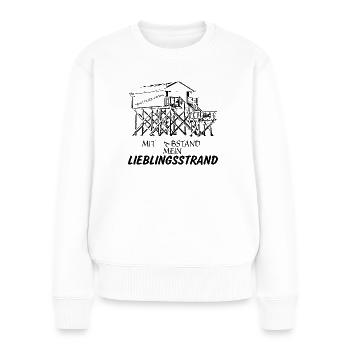 Mit Abstand mein Lieblingsstrand - Frauen Premium Bio Pullover - Weiß - Vorne - Julia (174cm)