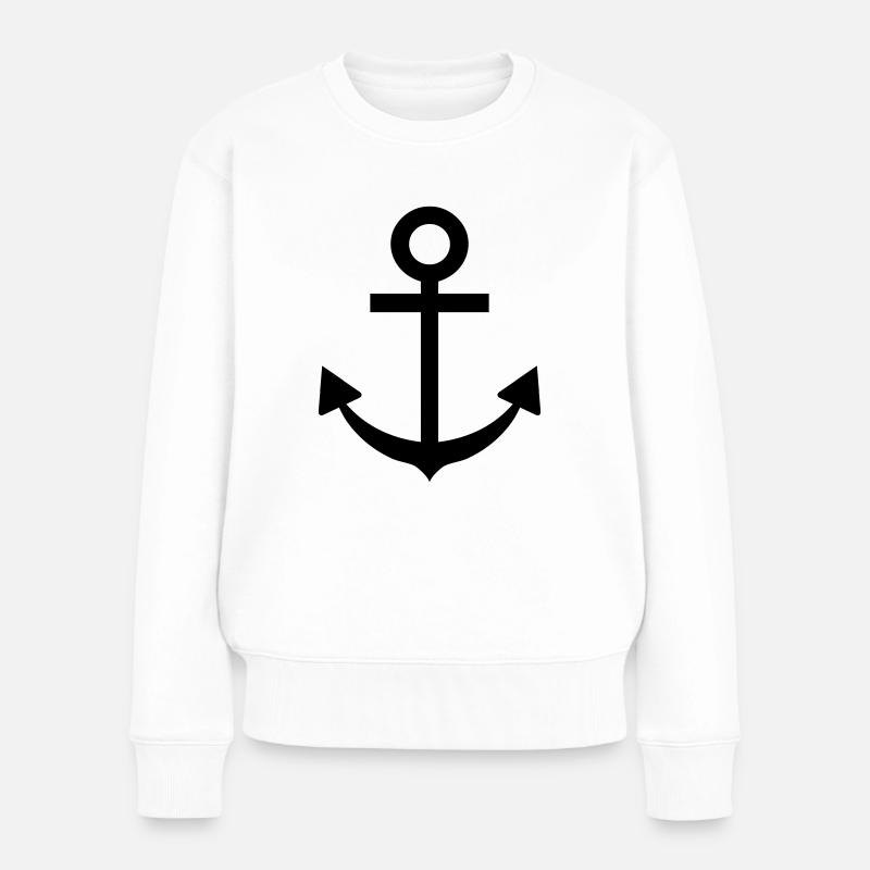 anker - Frauen Premium Bio Pullover - Weiß