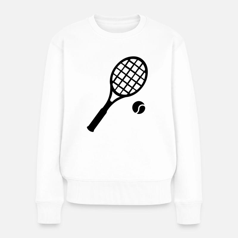 Tennisschläger - Frauen Premium Bio Pullover - Weiß