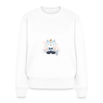 Keep Calm Mietze - Frauen Premium Bio Pullover - Weiß - Vorne - Julia (174cm)